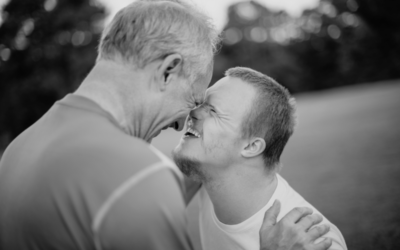 Father and son laughing