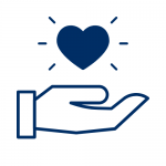 graphic showing an outline of a hand with a blue heart above