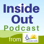 graphic design image of the logo for Inside Out Podcast showing blue sky and grass hills. Text reads Inside Out Podcast from Countryside Mobility