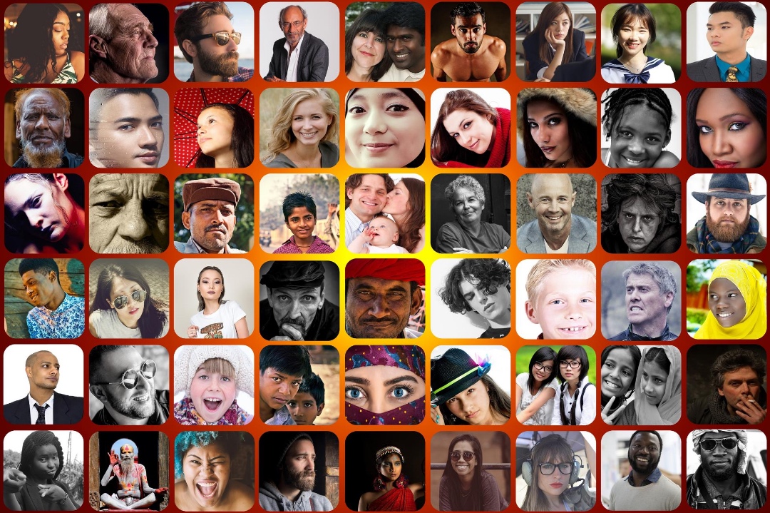 lots of portrait photos of people connected together on a grid, people of multi race and multi ethinicity groups, gender, sexual orientation and age