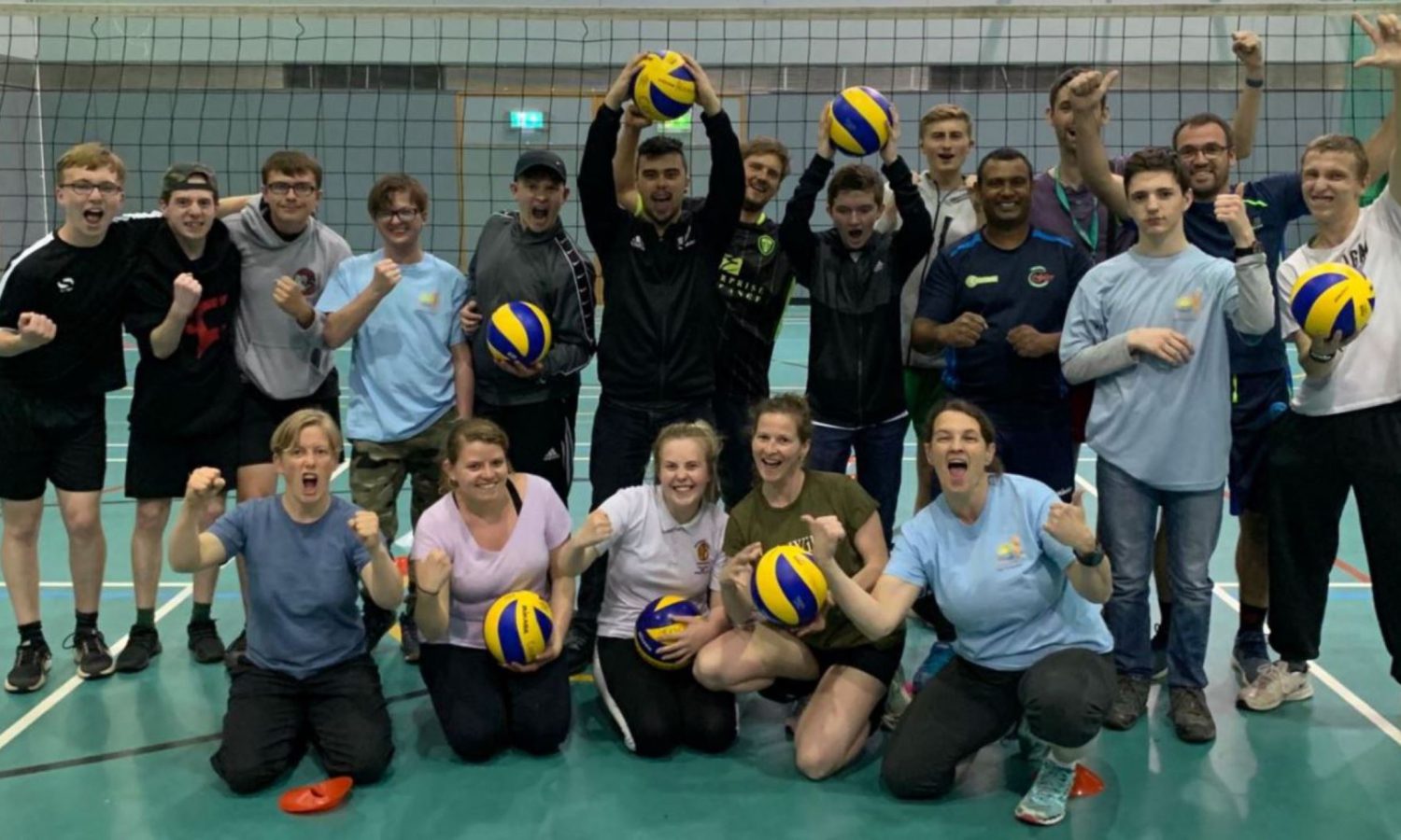 Volleyball team cheering