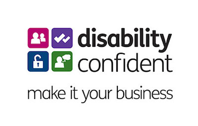 Disability Confident logo with the wording make it your business
