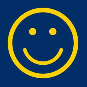 Yellow smiley face on blue background