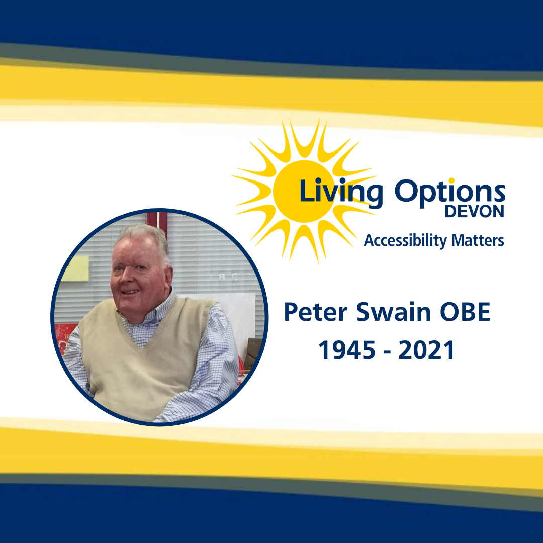 Living Options Devon logo with an image of founder Peter Swain OBE 1945 - 2021