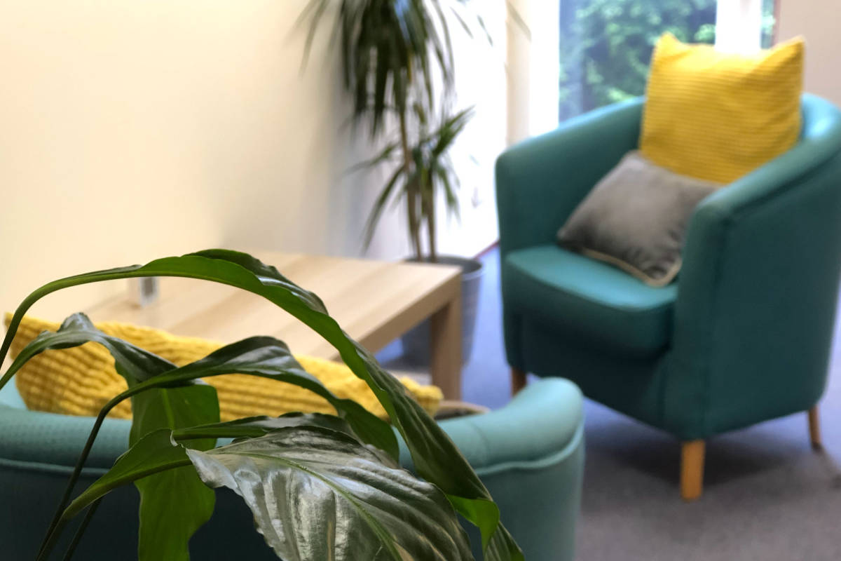 Consulting Room with two soft chairs and plants