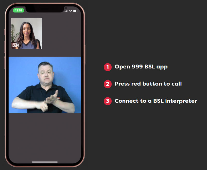 999 BSL - UK Emergency Video Relay Service - instruction video still
