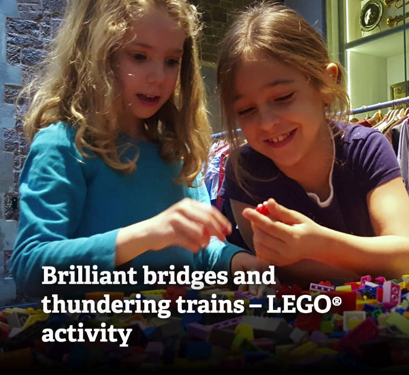 two children playing with lego - Brilliant bridges and thundering trains - LEGO activity